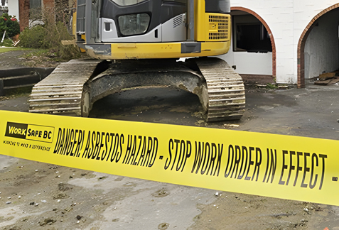 Environmental risk assessment – technician evaluating contaminated site for asbestos and hazardous materials