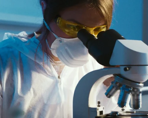 A professional environmental consultant conducting a hazardous materials survey for an Abbotsford property.